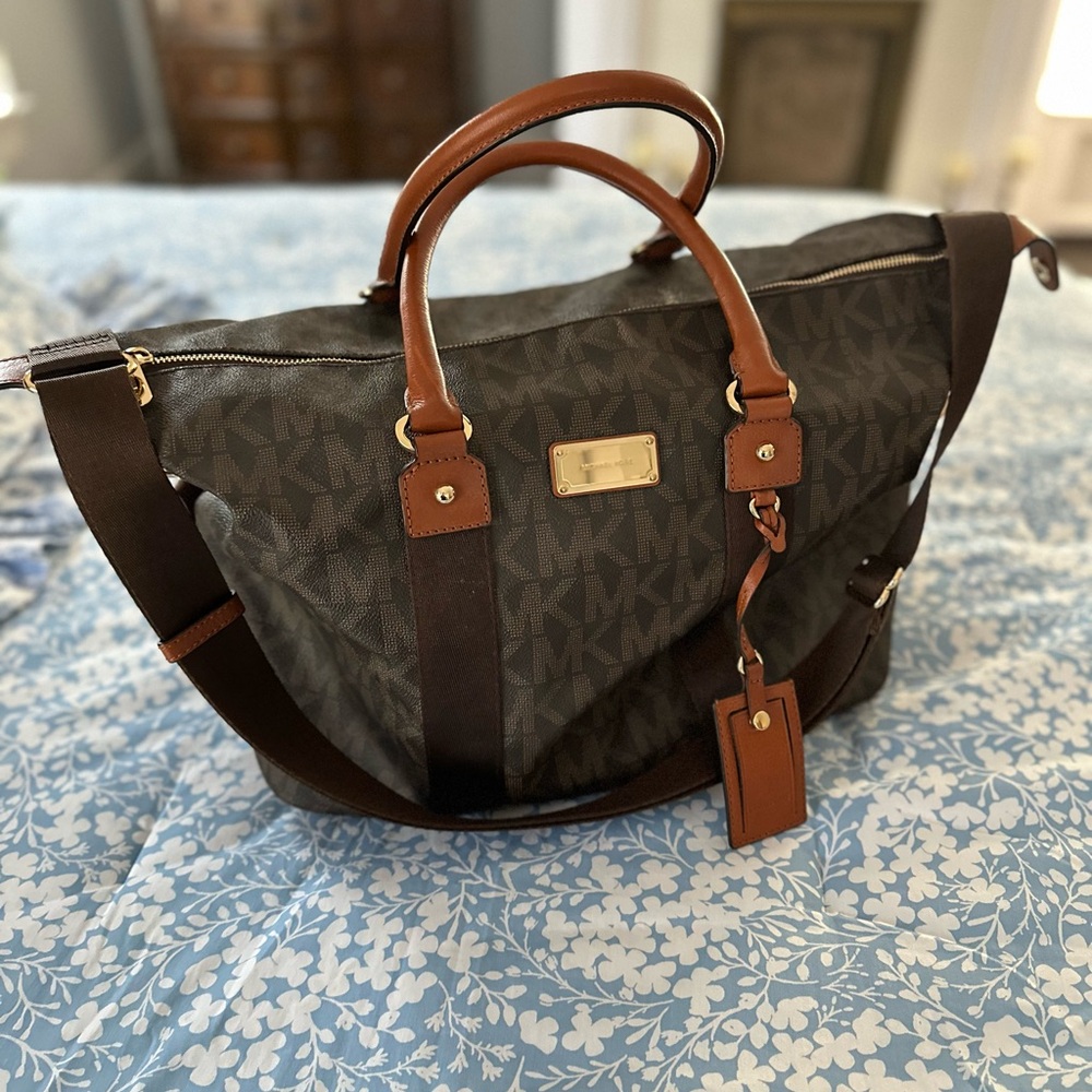 Michael Kors Brown and Tan Overnight Bag